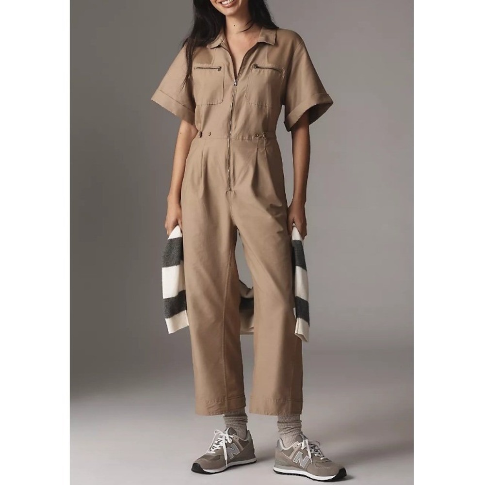 Casual Utility Jumpsuit - Taupe